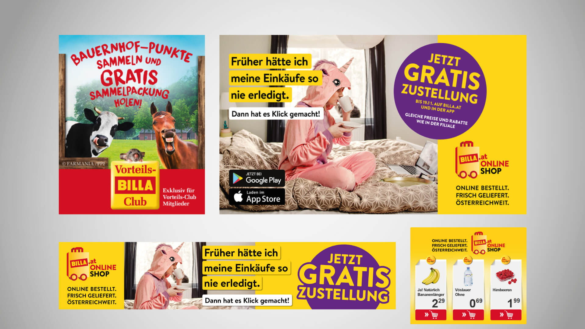 Webbannerdesign/ Kampagnen des BILLA Online Shop Österreich