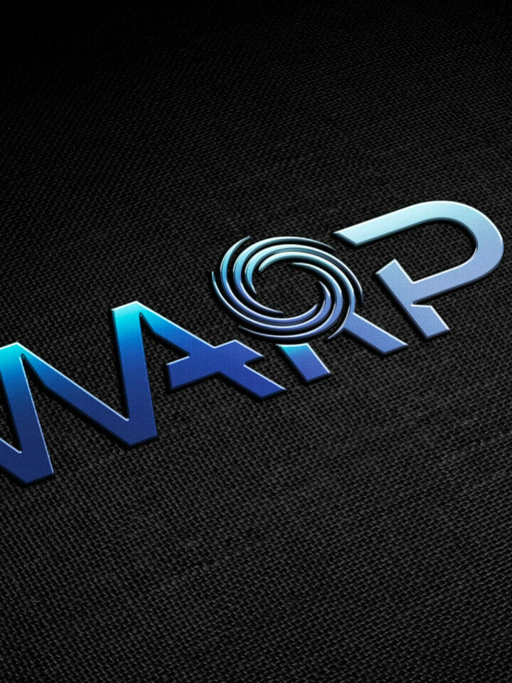 Logo der Firma Warp als Relief auf Textil