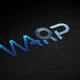 Logo der Firma Warp als Relief auf Textil