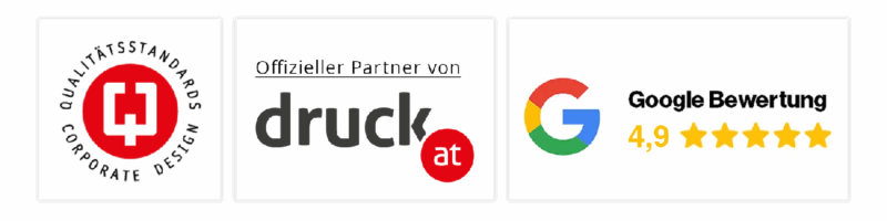 Qualitätsstandard Corporate Design, offizieller Partner von druck.at und Google-Bewertung 4,9 – Martin Wetzel Design