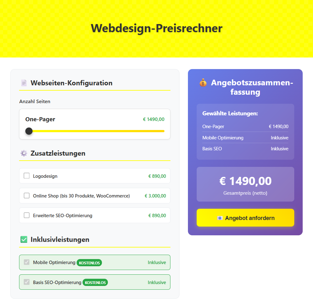 Webdesign-Preisrechner Wien Martin Wetzel Design
